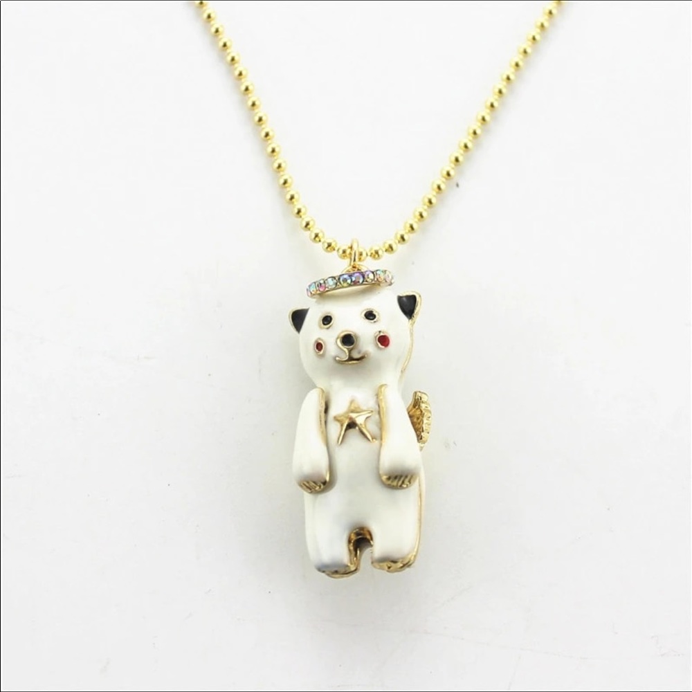 🌟HEAVEN SENT ANGEL BEAR W/HALO & WINGS NECKLACE!✨